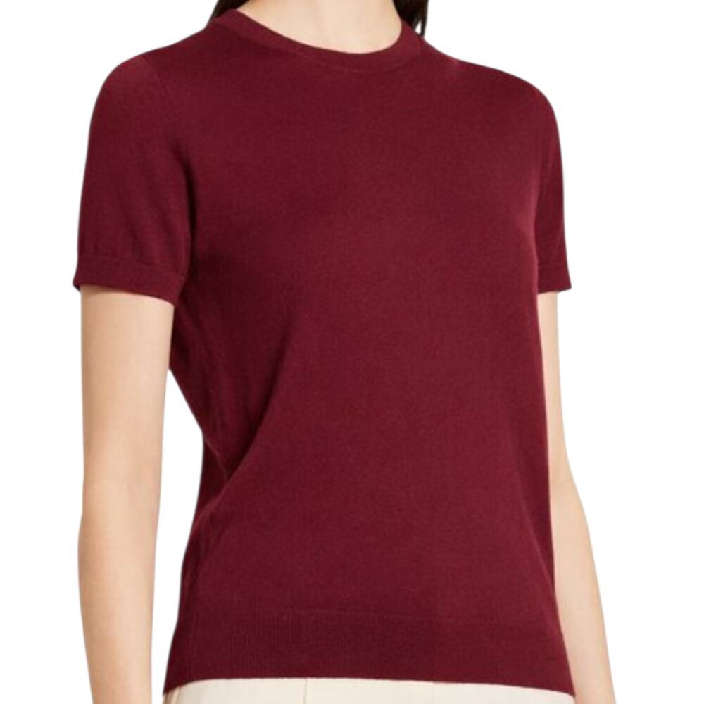 NWT Women's Theory Basic Tee Deep Cherry Feather Cashmere Short Sleeve XL